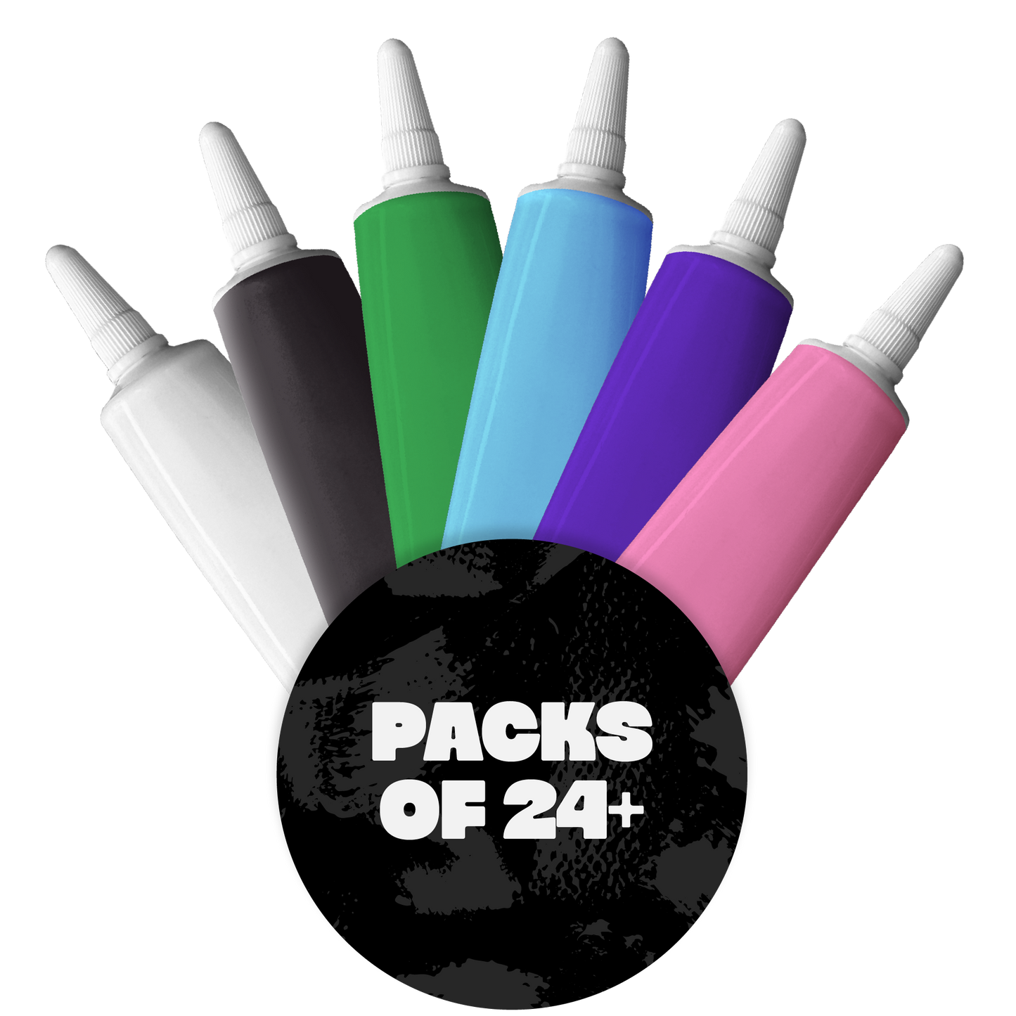6 Colour Writing Icing Set - White, Black, Green, Blue, Purple, Pink