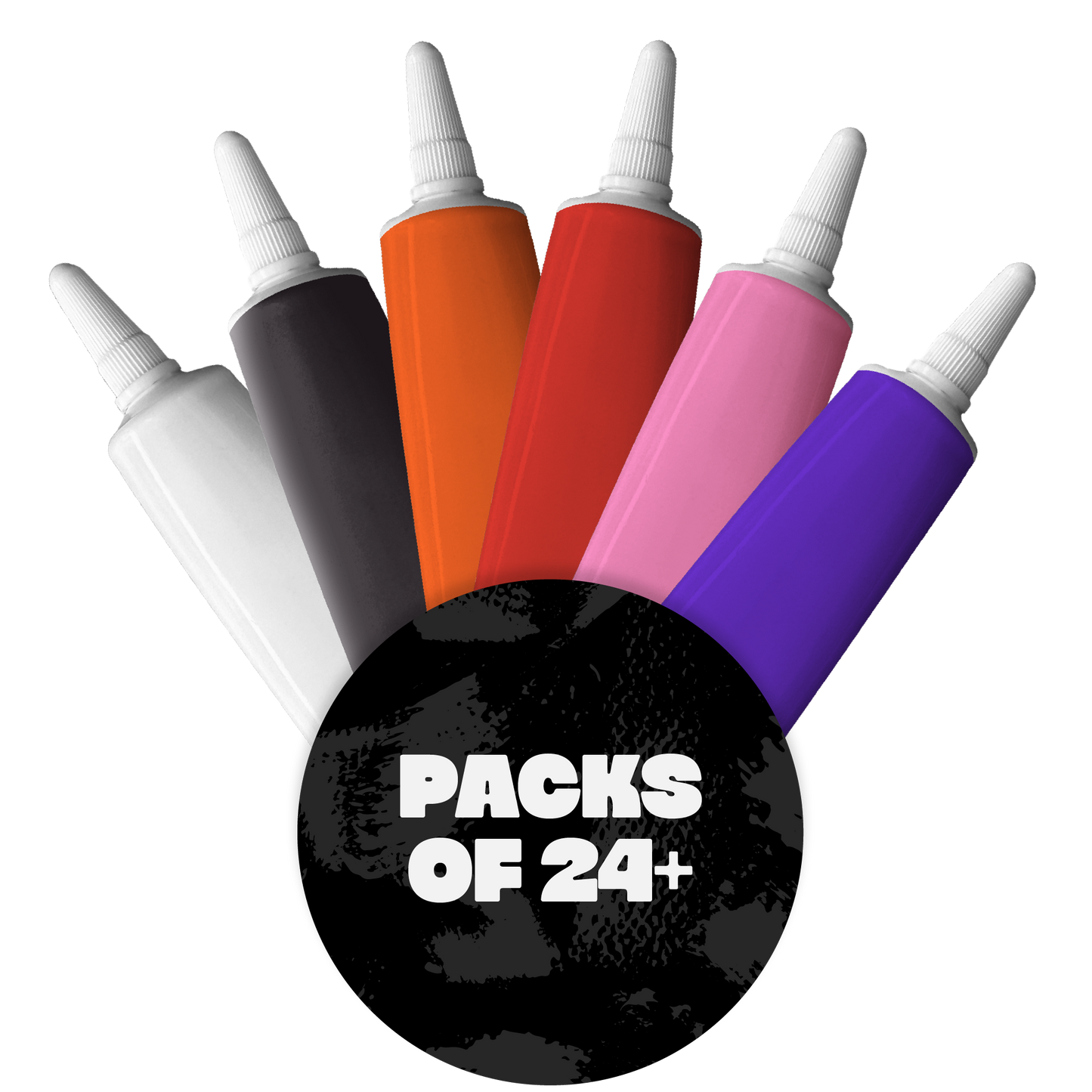 6 Colour Writing Icing Set - White, Black, Orange, Red, Pink, Purple