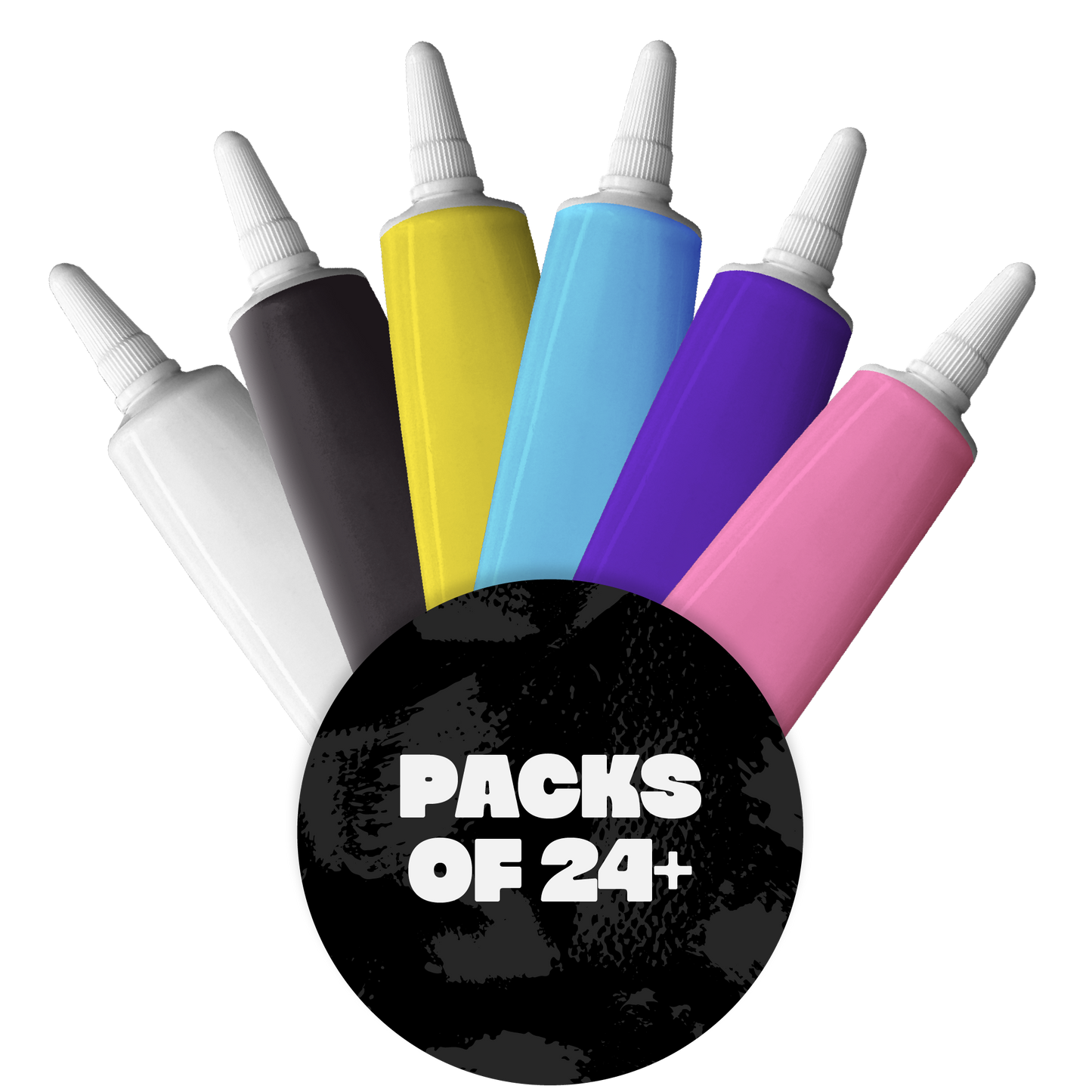 6 Colour Writing Icing Set - White, Black, Yellow, Blue, Purple, Pink